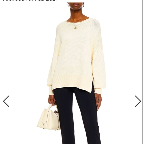 Theory Sweaters - Theory chunky knit crew neck balloon sleeve sweater in ivory size small